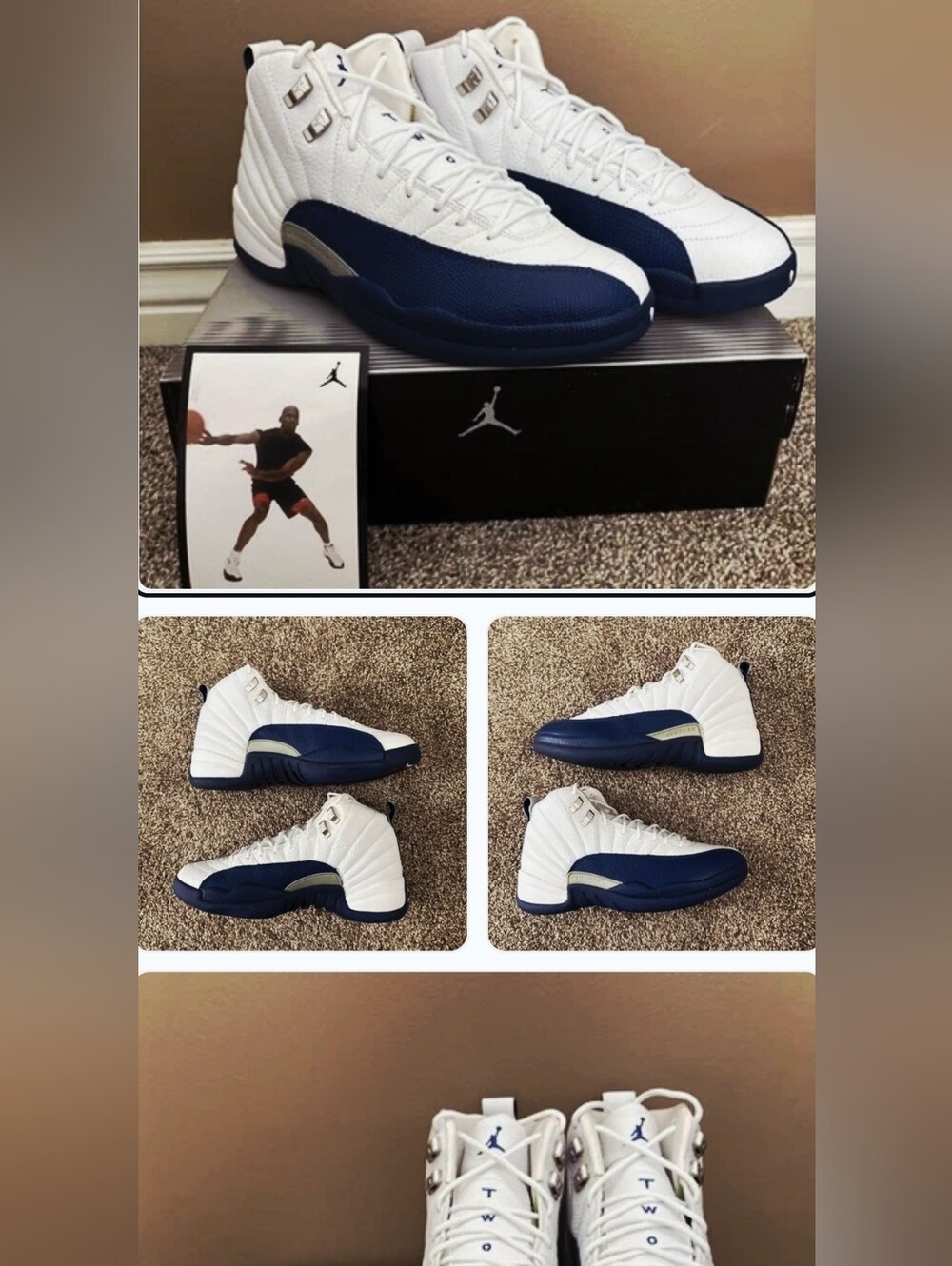 Nike White and Navy High-Top Sneakers2004-N New Air Jordan 12 Retro